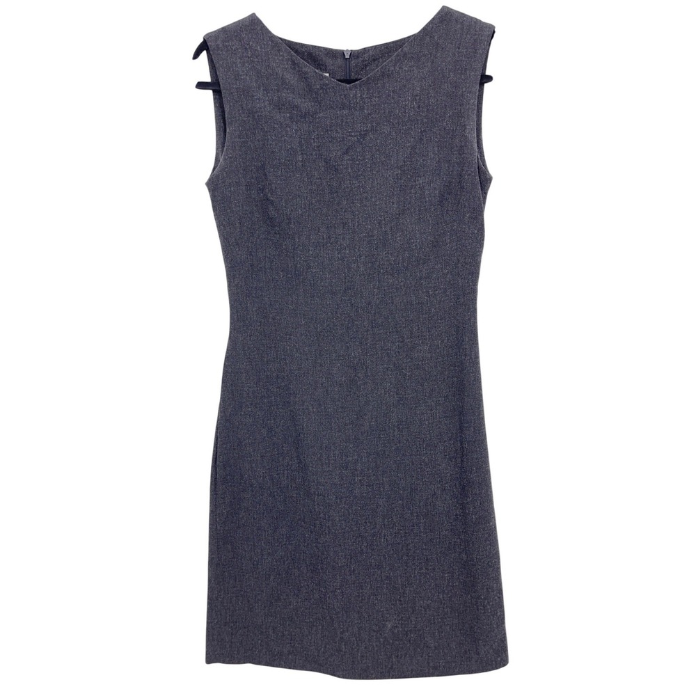 Vtg 90s Jones Wear Gray Sheath Dress 4 Wool Blend Sleeveless Back Zip Kick Pleat